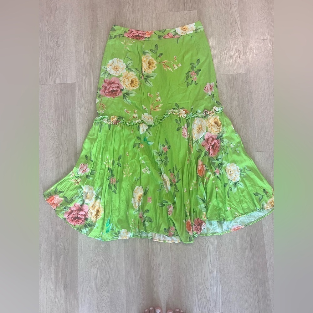 PAPAYA Floral Green Maxi Skirt Size Large - Picture 3 of 13